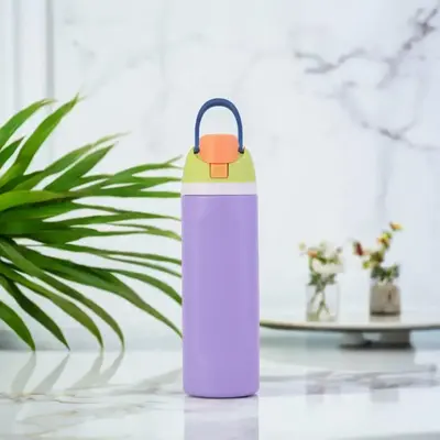24oz Stainless Steel Vacuum Water Bottle, 1 Count Insulated Wide Mouth Water Bottle, Portable Drinking Cup for Camping, Offic...