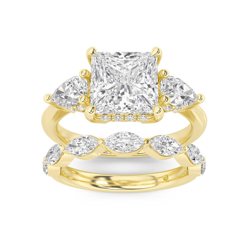Celestia Lab Grown Princess Cut Diamond Engagement Ring with The Elara Wedding Band | 14K Yellow Gold 3 1/4 ct. tw.