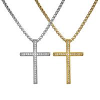 Classic Retro Design Stainless Steel Cross Pendant Necklace, Fashion Jewelry for Party, Daily Clothing Decor, Trendy All-matc...