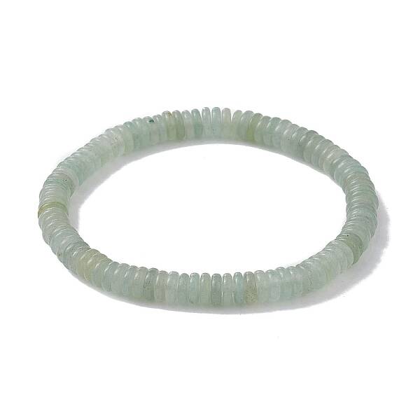 Natural Green Aventurine Disc Beaded Stretch Bracelets