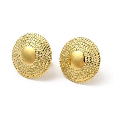 Ion Plating(IP) 304 Stainless Steel Flat Round Stud Earrings for Women