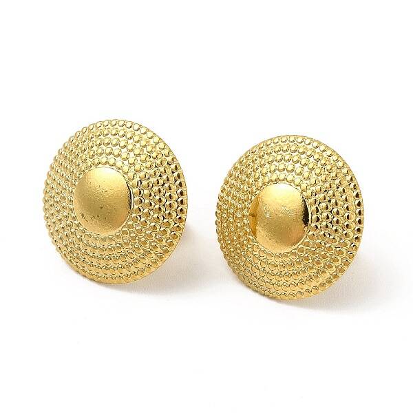 Ion Plating(IP) 304 Stainless Steel Flat Round Stud Earrings for Women