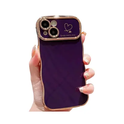 for iPhone 11 to 17 Pro Mx Case for Women Girls, Cute Wave Frame Curly Shape with Love Heart Pattern Raised Camera Protection...