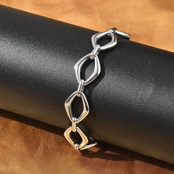 304 Stainless Steel Rhombus Link Chains Bracelets for Men & Women