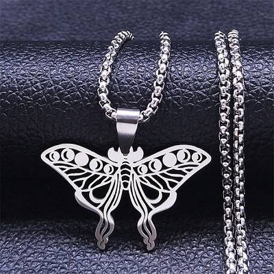 Hollow Out Butterfly 304 Stainless Steel Pendant Necklaces for Men Women