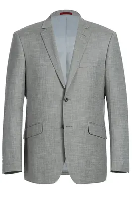 Light Grey Slim Fit Two Button Men's Suit - Two Piece Hack Pocket