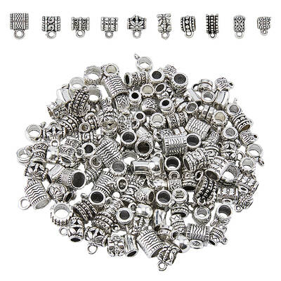 140pcs 14 style Tibetan Style Alloy Tube Bails