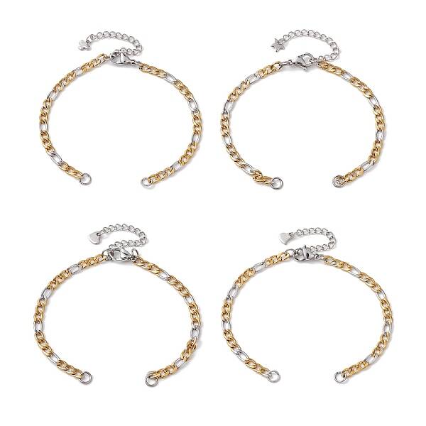 304 Stainless Steel Figaro Chain Bracelet Makings