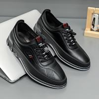 Casual Fashion Leather Shoes Men's Solid Dress Shoes Men's Office Shoes Simple Stylish Closed Sneaker Lace Boy Outdoorfun Fat...