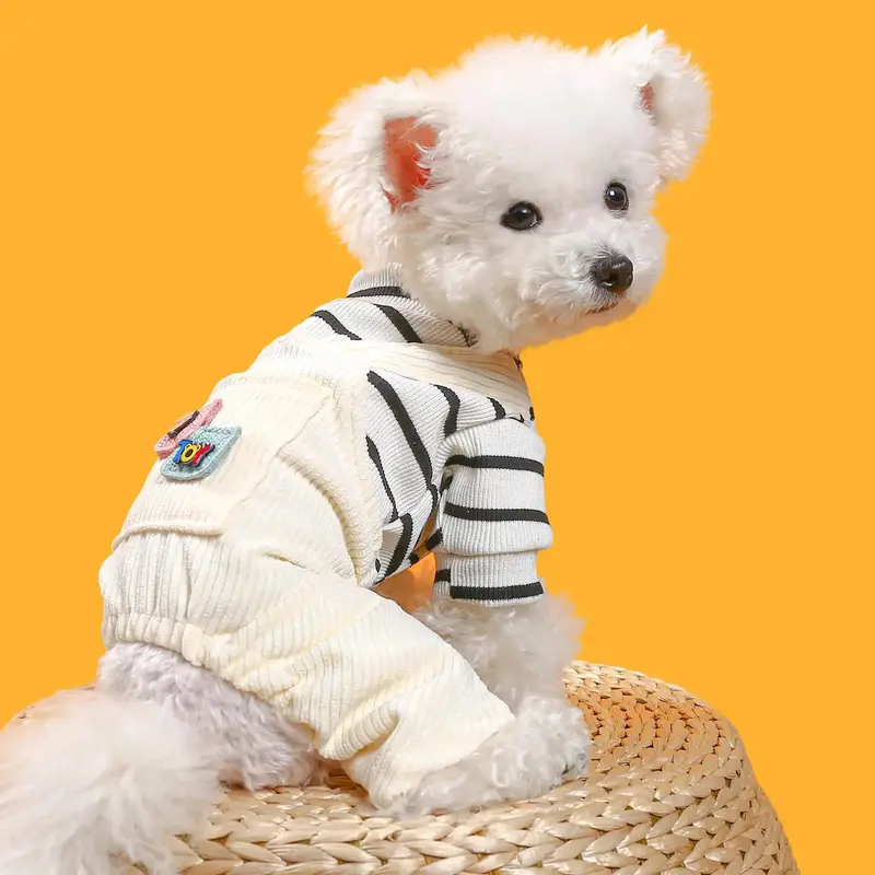Striped Pattern Pet Clothes, Cute Dog Overalls, Comfortable Dog Jumpsuit for Small Dogs & Cats