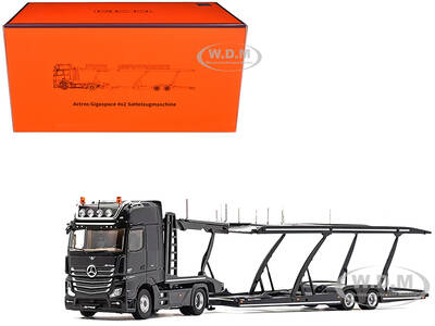 Mercedes-Benz Actros Auto Transporter Black 1/64 Diecast Model by GCD