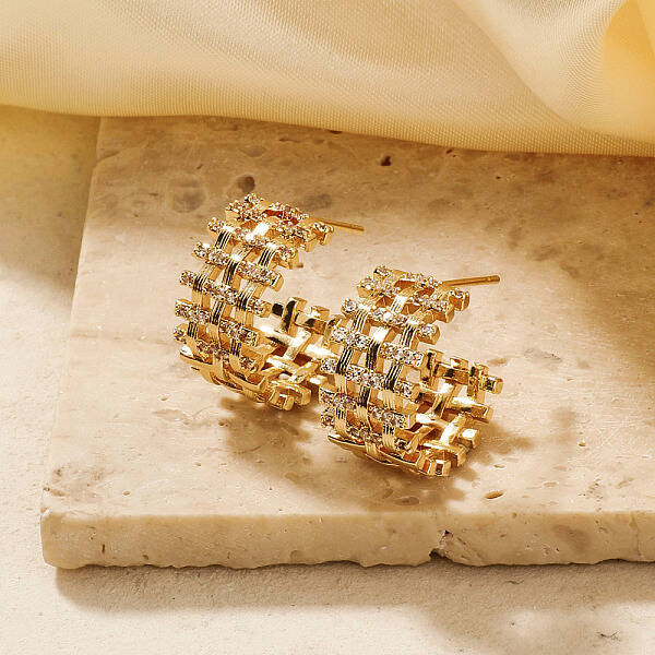 Chic Geometric Brass C-Shaped Stud Earrings