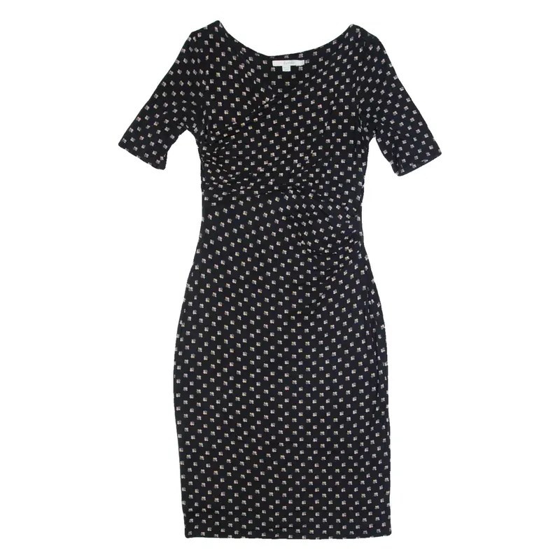 BODEN Womens Bodycon Dress Black Spotted Midi UK 12
