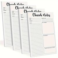 Church Note Book, 4 Counts/set Rip Off Sermon Notes Journal, Christian Notebook, Office Stationery & Supplies