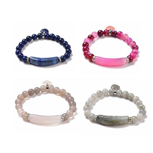Natural Mixed Stone Beads Charm Bracelets