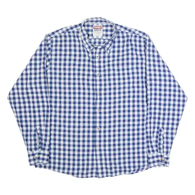 WRANGLER Mens Shirt Blue Check Long Sleeve 2XL