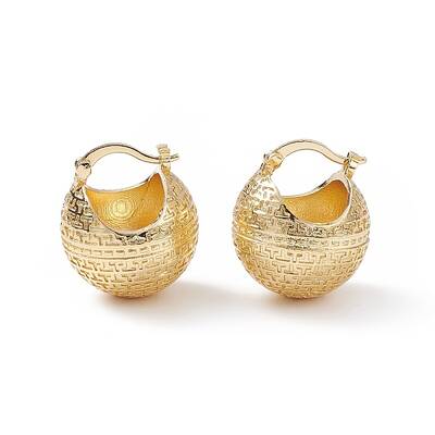 Textured Ball Brass Huggie Hoop Earrings for Women