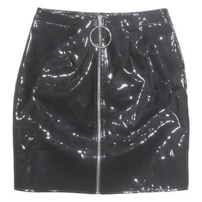 MISSGUIDED Side Zip Womens Straight Skirt Black Short Leather UK 8