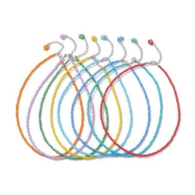 8Pcs 8 Color Glass Seed Beaded Necklaces Set