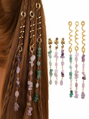 6pcs/set Boho Style Hair Ring, Vintage Hair Accessories Jewel for Women, Braid Accessories