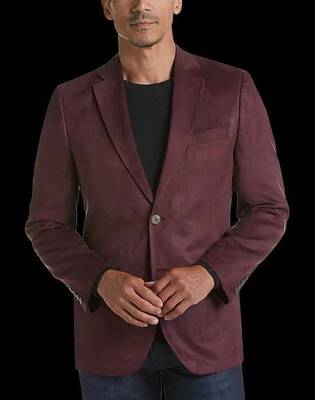 Burgundy Microsuede Modern Fit Sport Coat