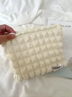 2025 Cute Solid Zipper Makeup Bag, Portable Matching Cosmetic Storage Bag, Casual Versatile Makeup Organizer Pouch, Fashiona...