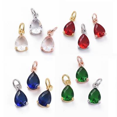 Brass Micro Pave Cubic Zirconia Pendants