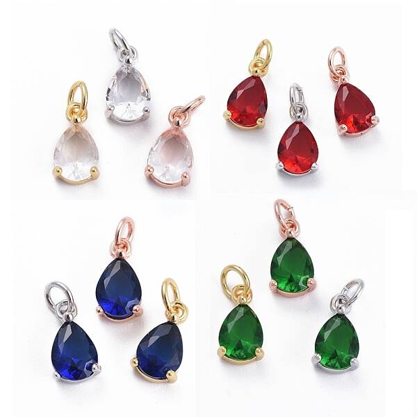 Brass Micro Pave Cubic Zirconia Pendants