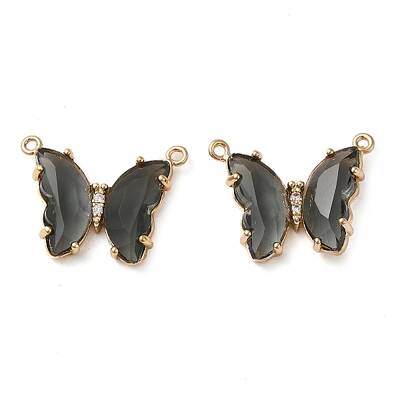 Brass Pave Faceted Glass Connector Charms