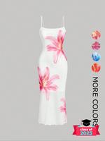 Women's Floral Print Cami Dress, Elegant Chic Spaghetti Strap Sleeveless Bodycon Dress for Party Holiday Wedding, Ladies Clot...
