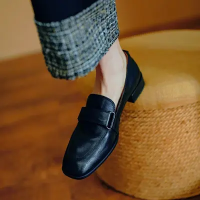 CHIKO Badr Square Toe Block Heels Loafers Shoes