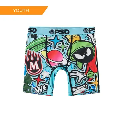 PSD Youth Boy's Marvin Stickers Boxer Brief - Soft, Breathable and Comfortable Stretch Underwear