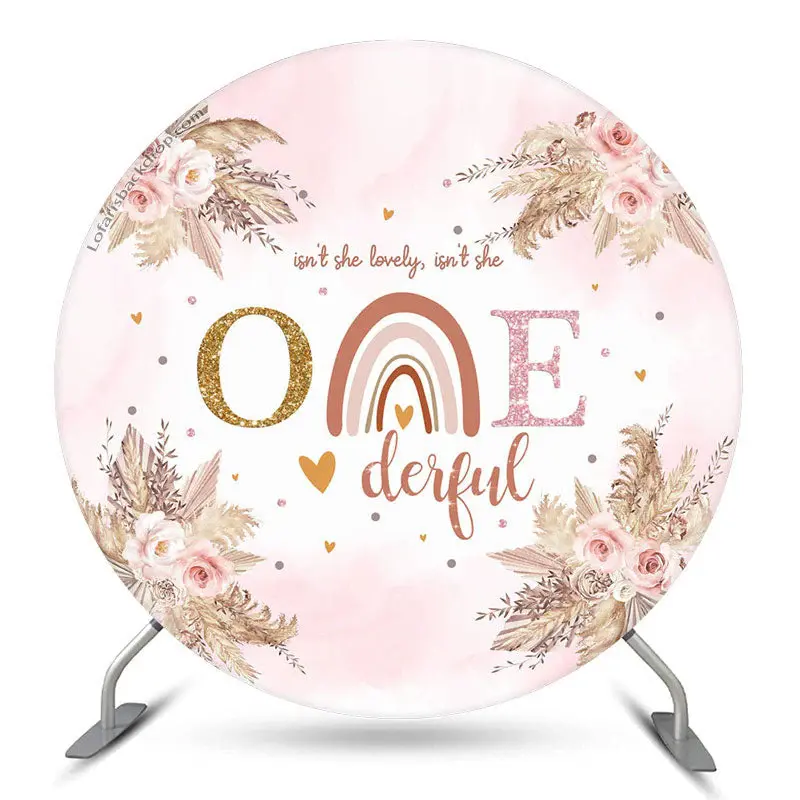 Aperturee Isnt She Onederful Floral Circle Pink Birthday Backdrop | Custom Circle Backdrop Birthday | Birthday Backdrop Ideas...