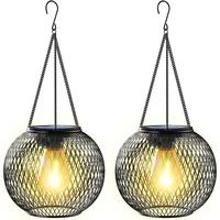 Solar Lantern Outdoor, Upgraded Hanging Lights Outdoor Garden Metal Lanterns Decorative Lighting Powered Waterproof Tree for ...