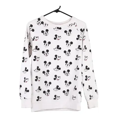 Mickey Mouse Disney Cartoon Sweatshirt - Small White Cotton Blend