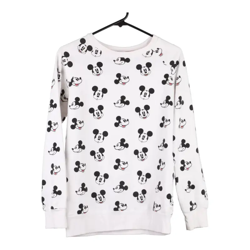 Mickey Mouse Disney Cartoon Sweatshirt - Small White Cotton Blend
