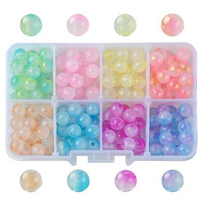 200Pcs 8 Colors Transparent Acrylic Beads