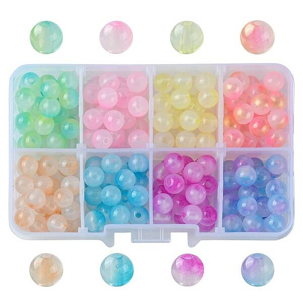 200Pcs 8 Colors Transparent Acrylic Beads