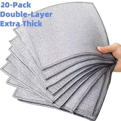 Dishwashing Cloth (20pcs), Multipurpose Wire Dishwashing Rags, Kitchen Gadgets Premium Scrubbing Wire Cleaning Cloths, Cleani...