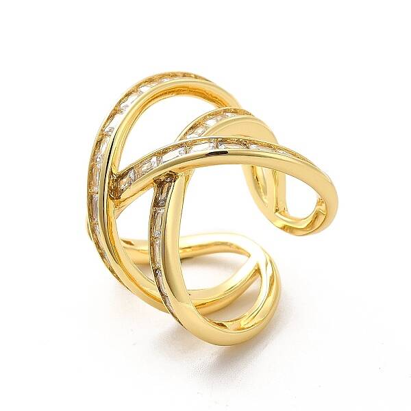 Clear Cubic Zirconia Criss Cross Open Cuff Ring