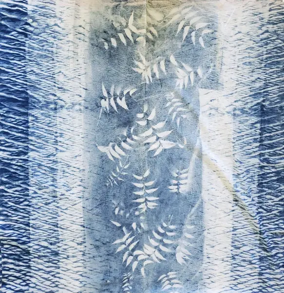 Indigo Dyed Hand Printed Cotton Fabric | Style: Strata Indigo Stripe