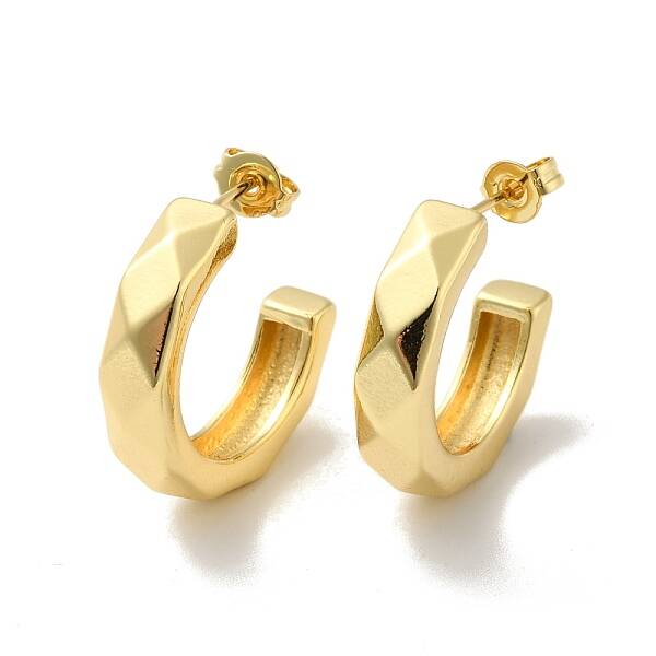 Rack Plating Brass C-shape Stud Earrings
