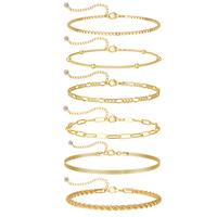 6Pcs Waterproof Gold Bracelets Set for Women Trendy,Fashion Stackable Tennis Beaded Figaro Herringbone Paperclip Link Bracele...