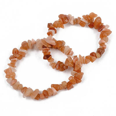 Unisex Chip Natural Red Aventurine Beaded Stretch Bracelets