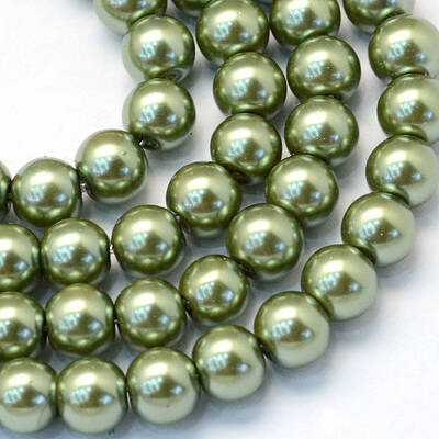 Baking Painted Pearlized Glass Pearl Round Bead Strands