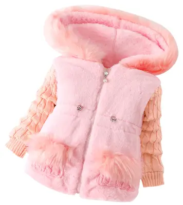 Baby Girls Winter Autumn Little Kids Toddler Warm Hooded Jacket Coat Pink Brown Clothing Babygirl Clothes Products