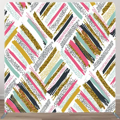 Aperturee Glitter Painted Stripes Fabric Party Backdrop Cover - Aperturee