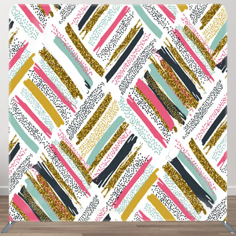 Aperturee Glitter Painted Stripes Fabric Party Backdrop Cover - Aperturee