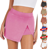 Yeokou Mini Skirts for Women High Waist Split Hem Casual Fitted Athletic Bodycon Skort Tennis Skirts with Shorts