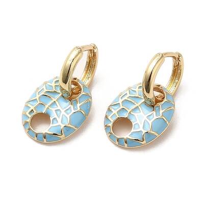 Oval Real 18K Gold Plated Brass Dangle Hoop Earrings